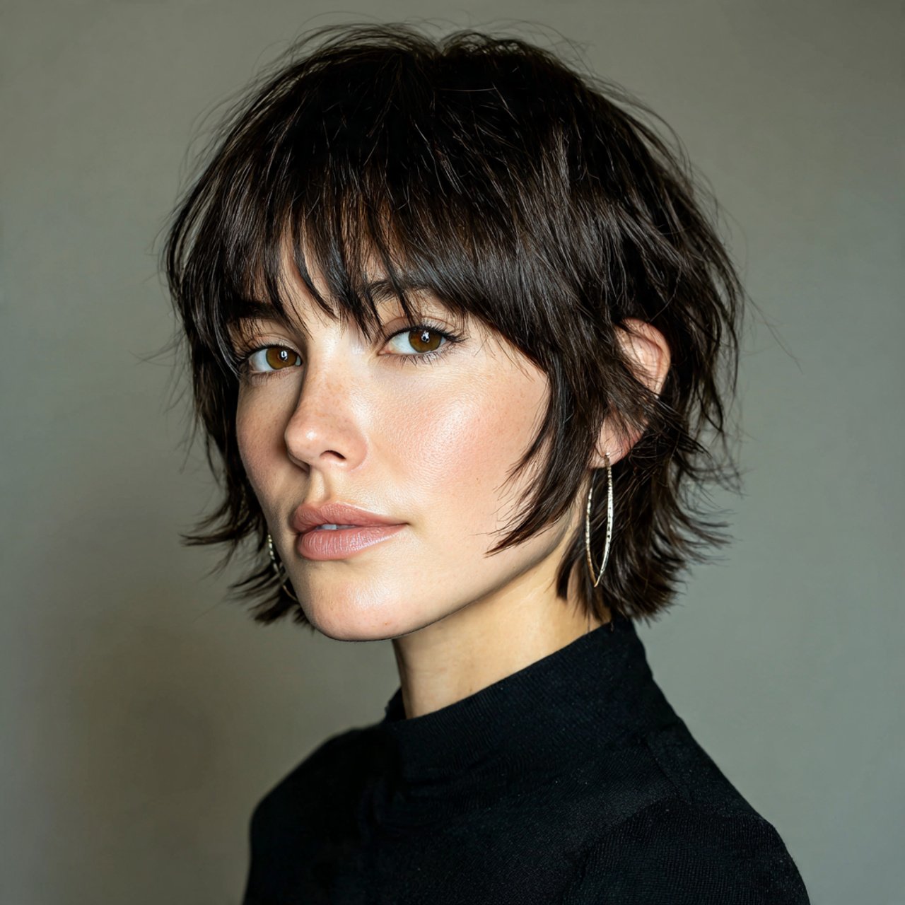 a single portrait photo of a person with a short w