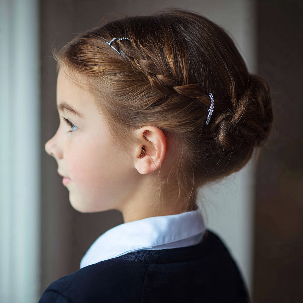 a single square photo of a school girl wearing a n