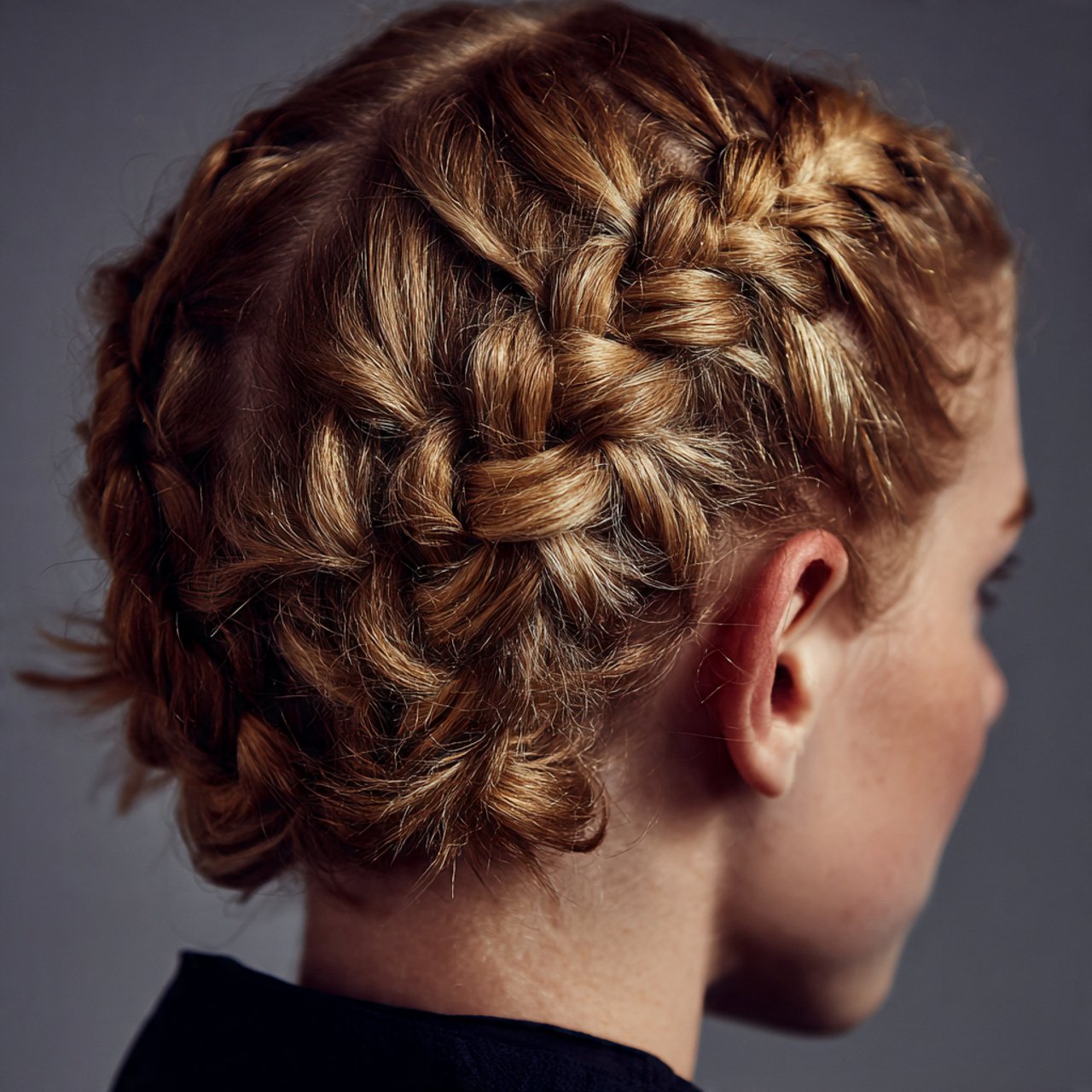 accent braids hairstyle on short hair close up por