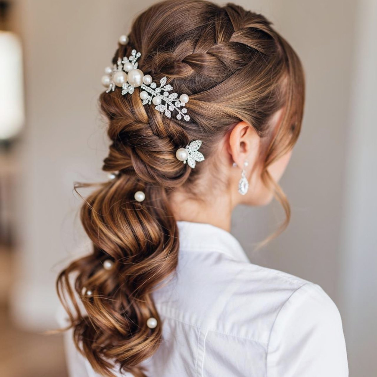 accessorized loose hair prom hairstyle worn down p