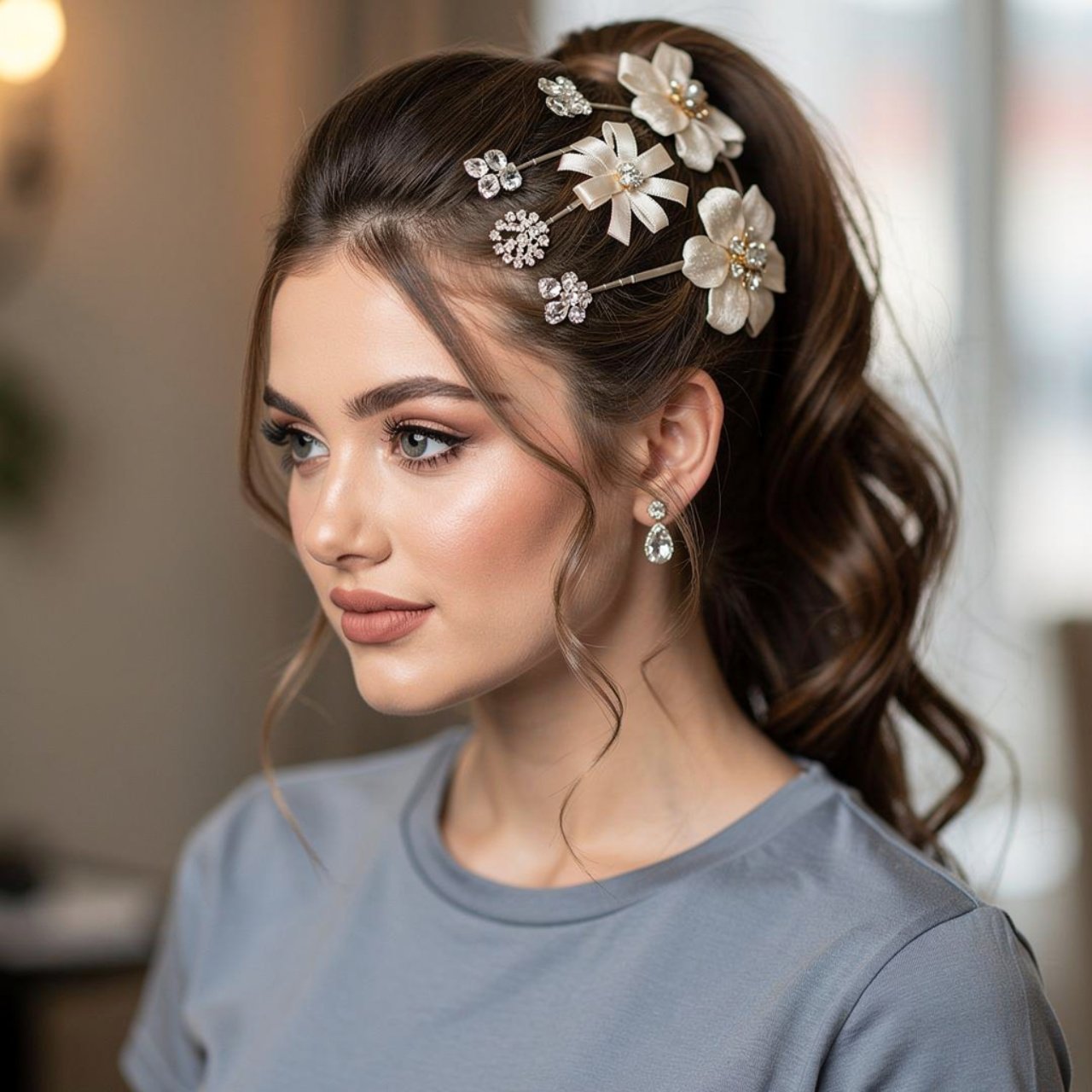 accessorized ponytail prom hairstyles square portr