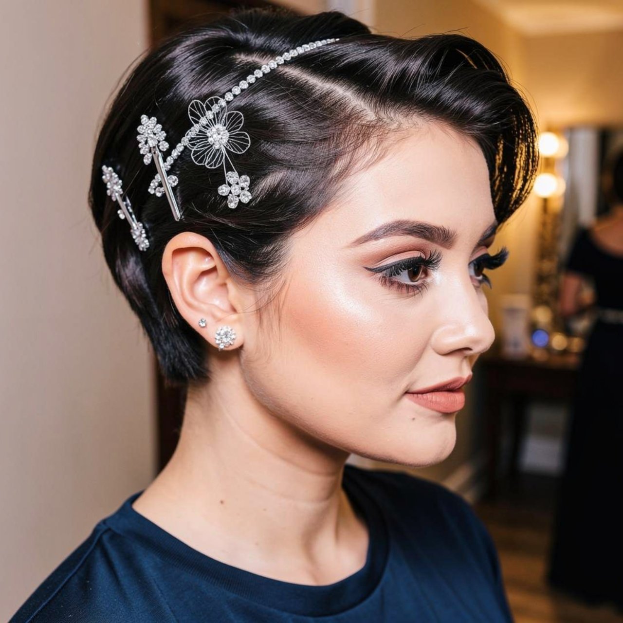 accessorized short hair prom hairstyles square por