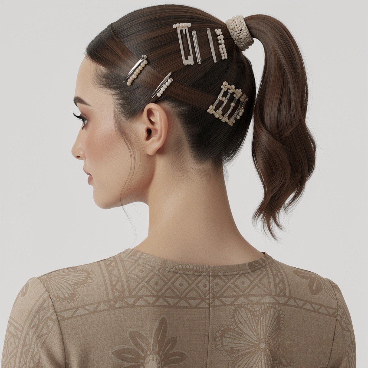 accessorized short ponytail hairstyles square port
