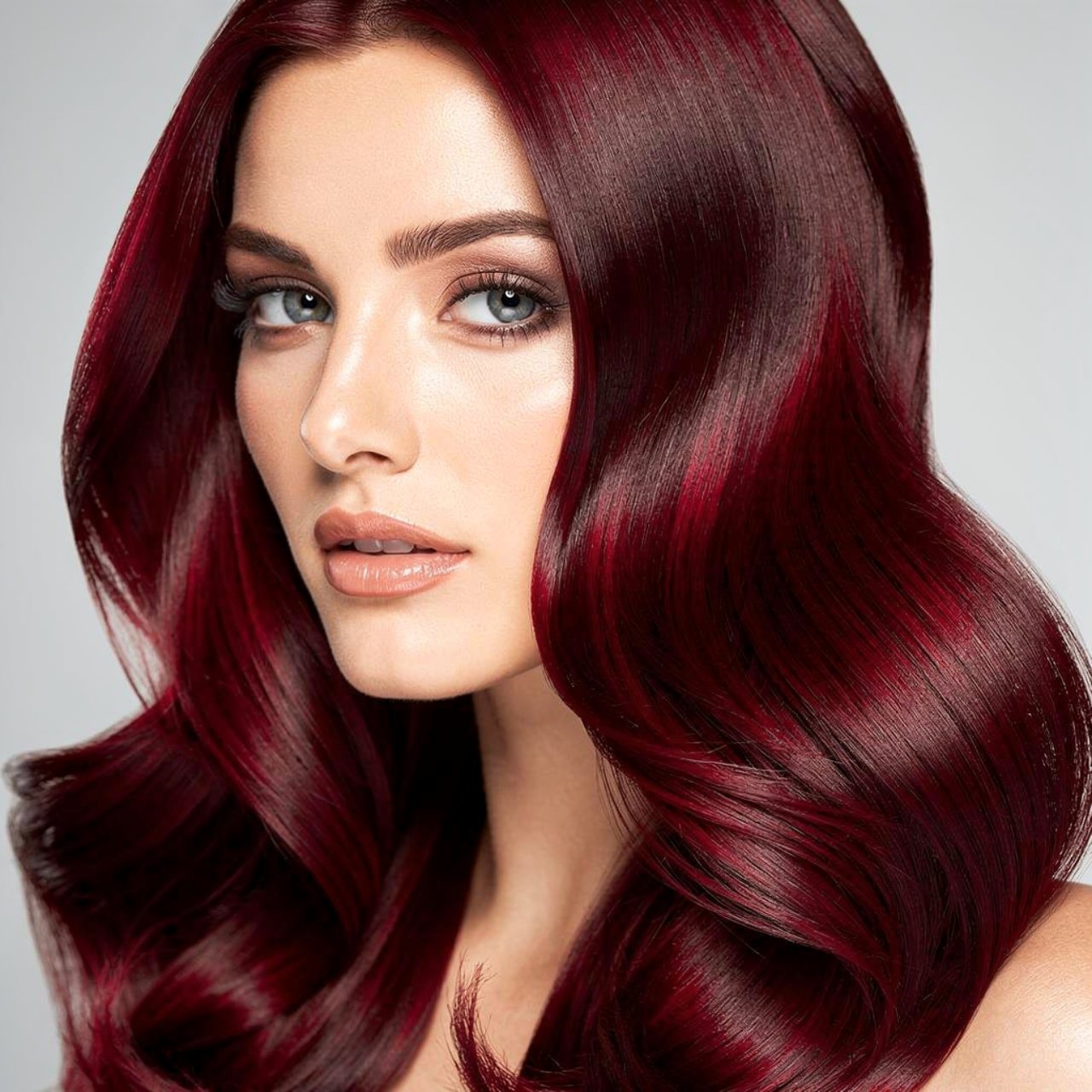 auburn cherry cola hair color glossy deep red brow
