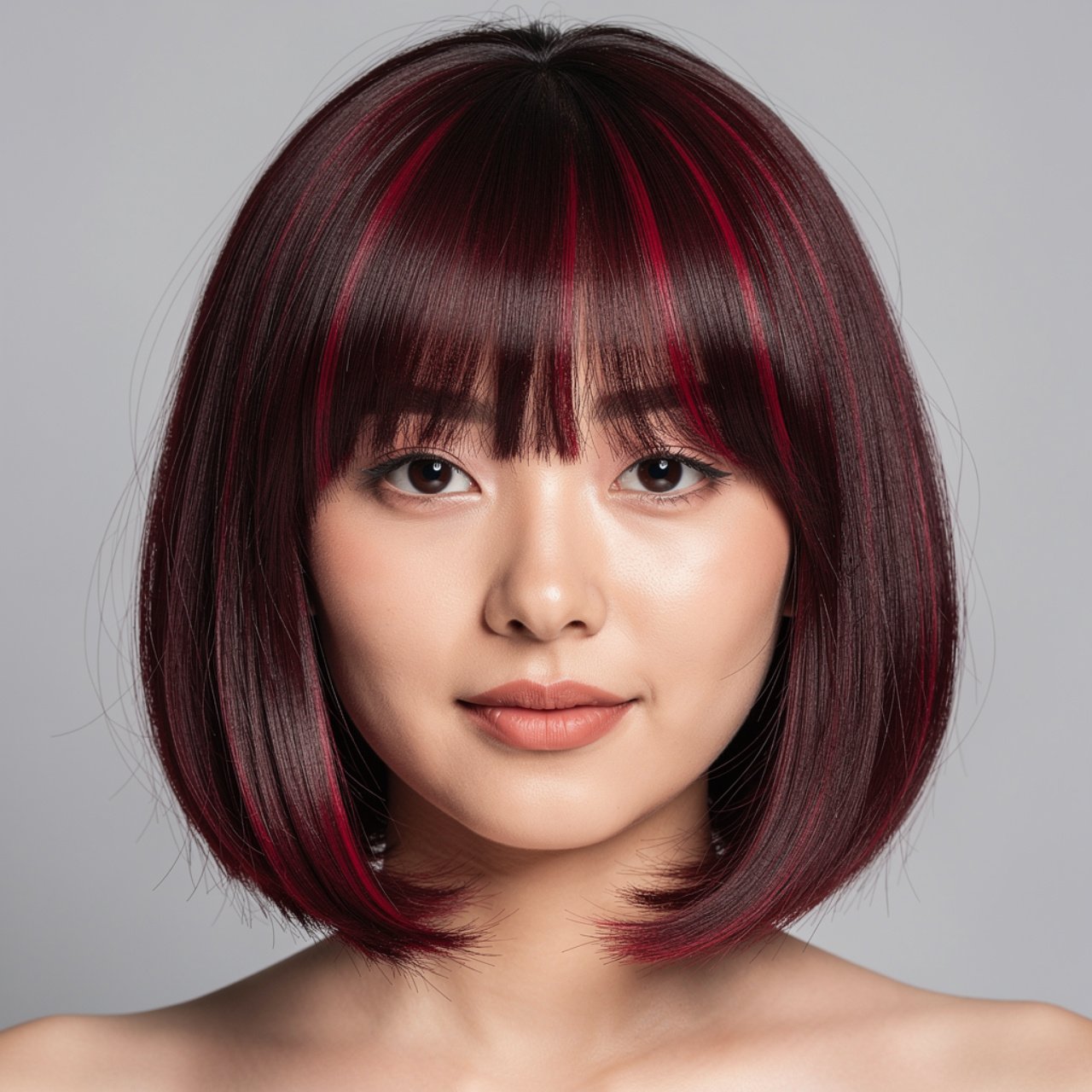 black cherry hair color with subtle highlights squ