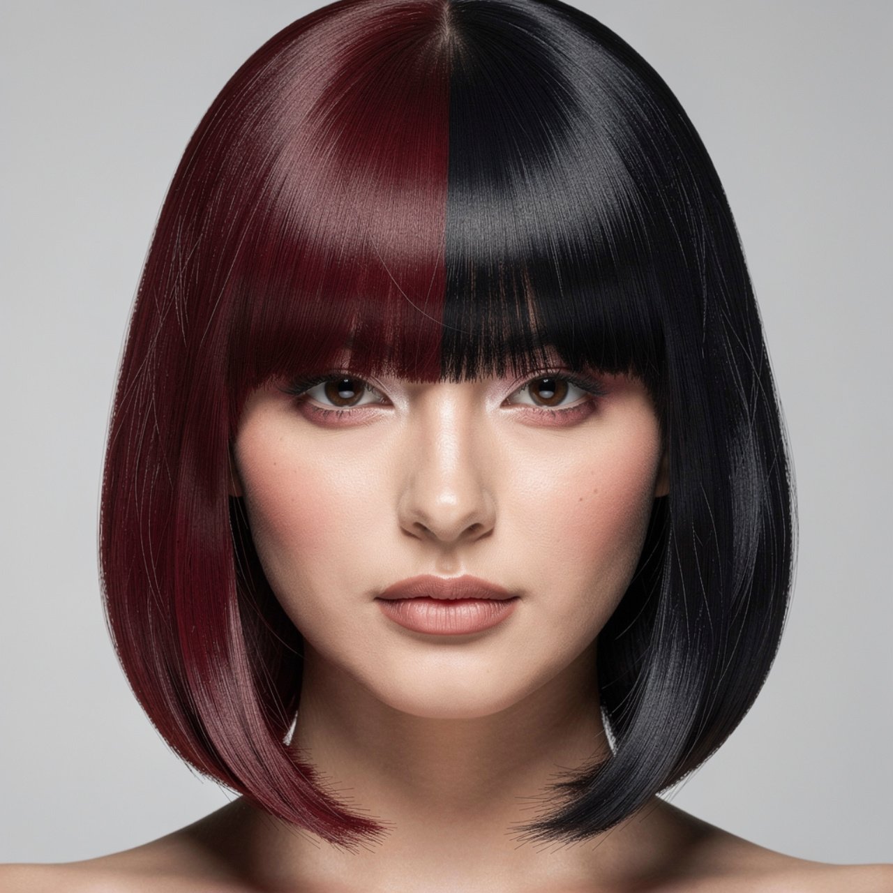 black cherry half and half split hair color single