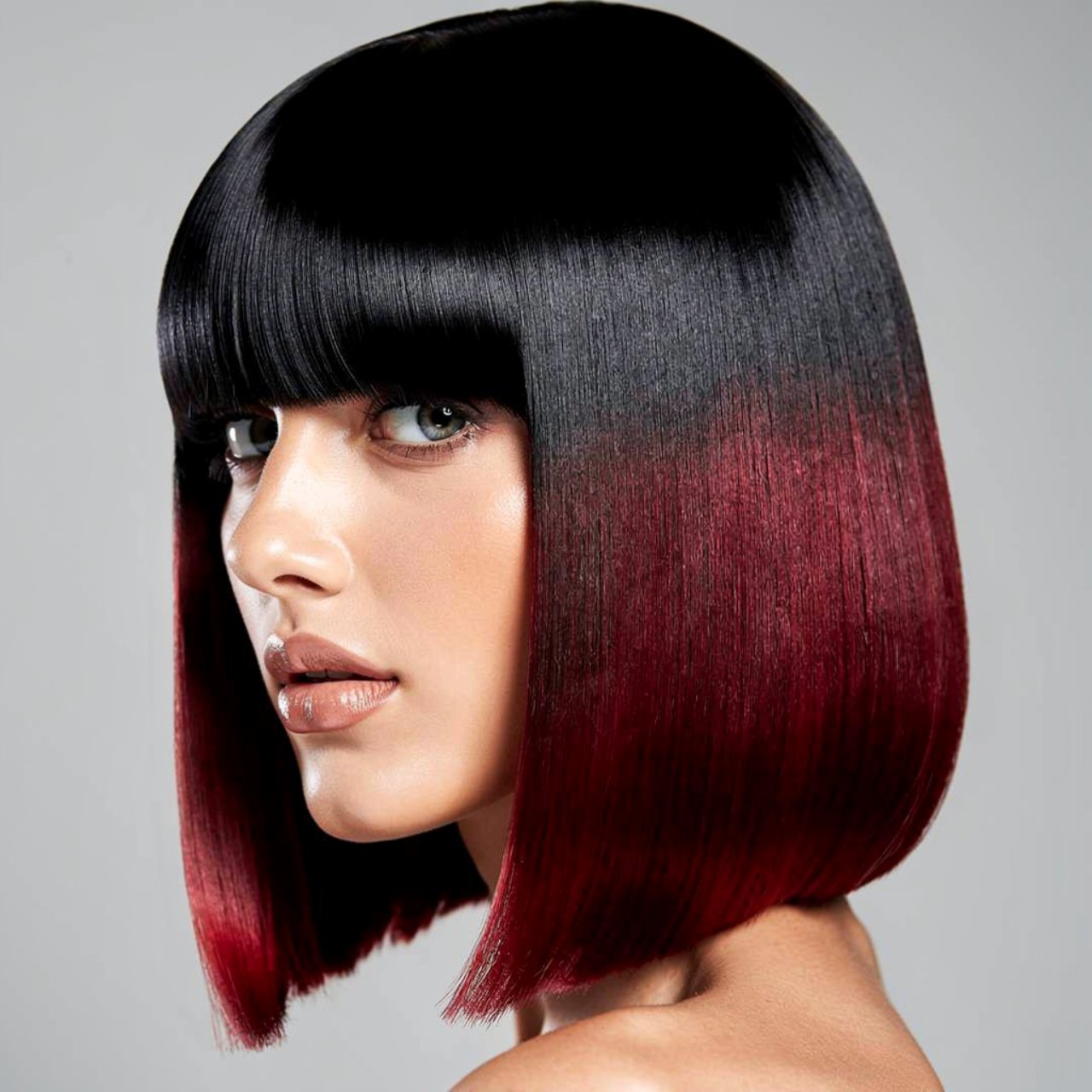 black to deep red ombre hair color smooth gradient