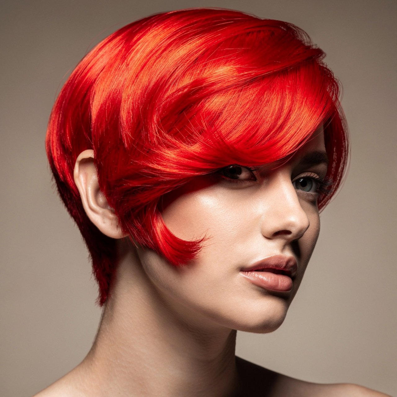 bold red hair color portrait of a person with vibr
