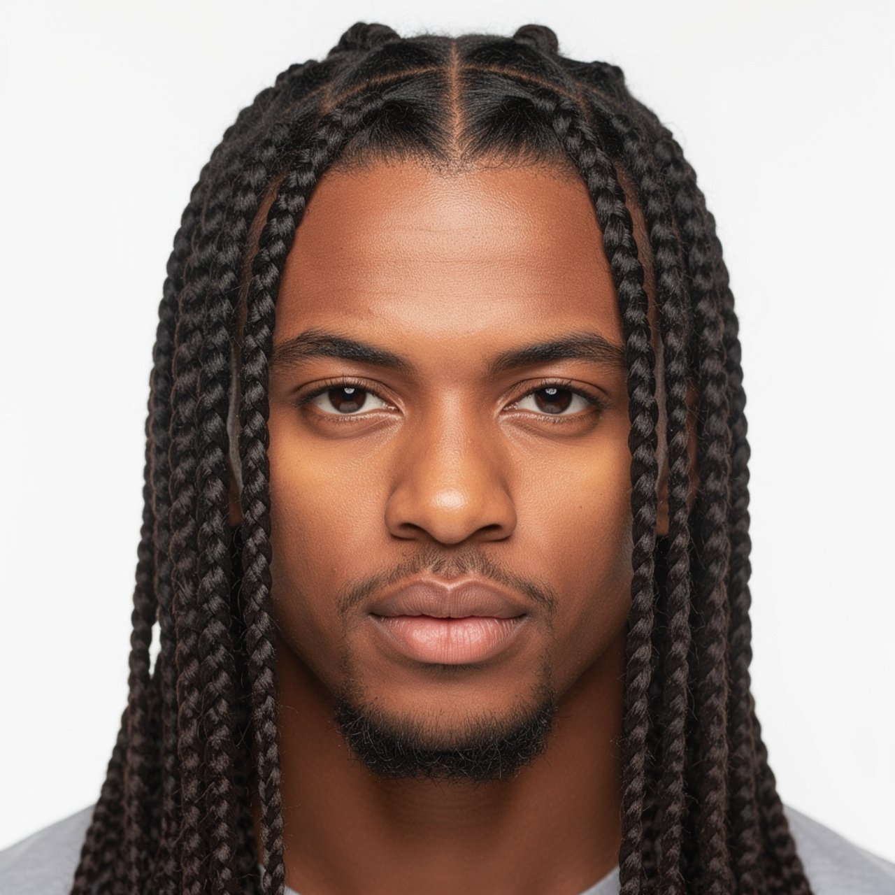 box braids hairstyle on a man single portrait clea