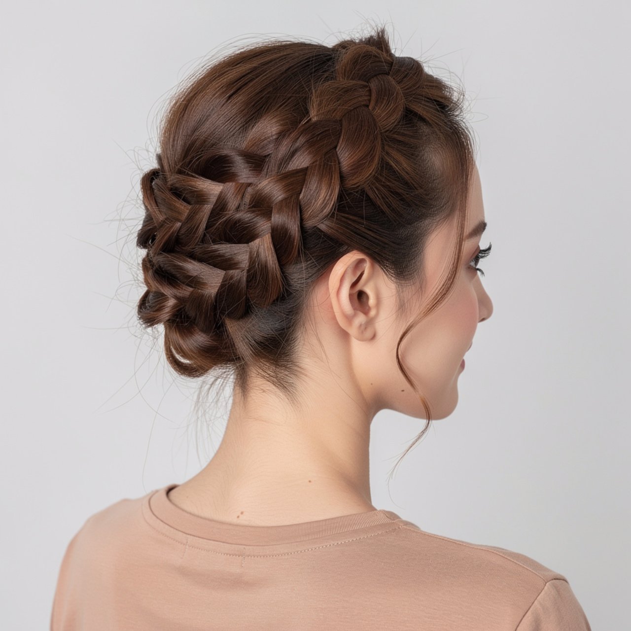 braided crown prom hairstyle focus on intricate br