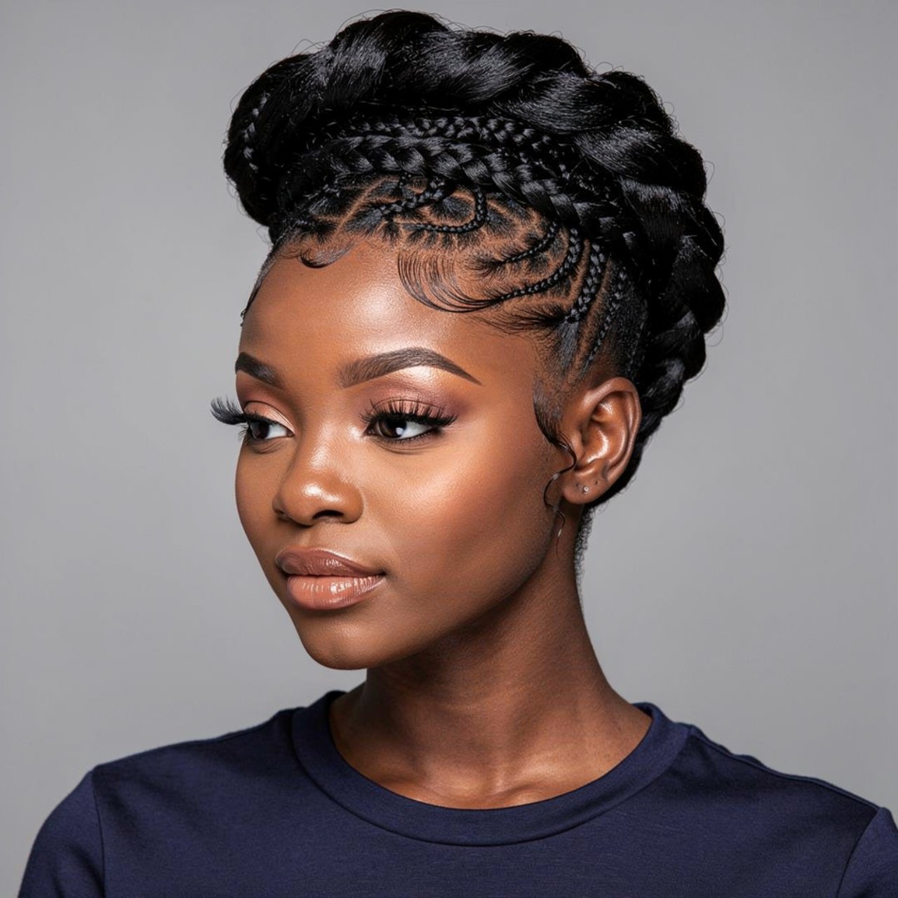 braided crown style prom hairstyle on a black woma