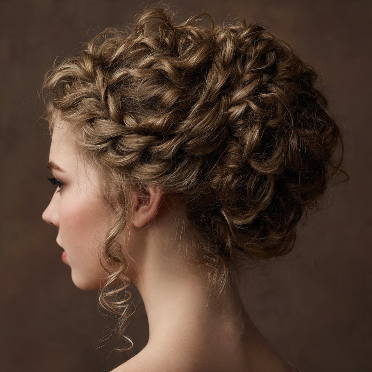 braided curly updo hairstyle elegant braids woven