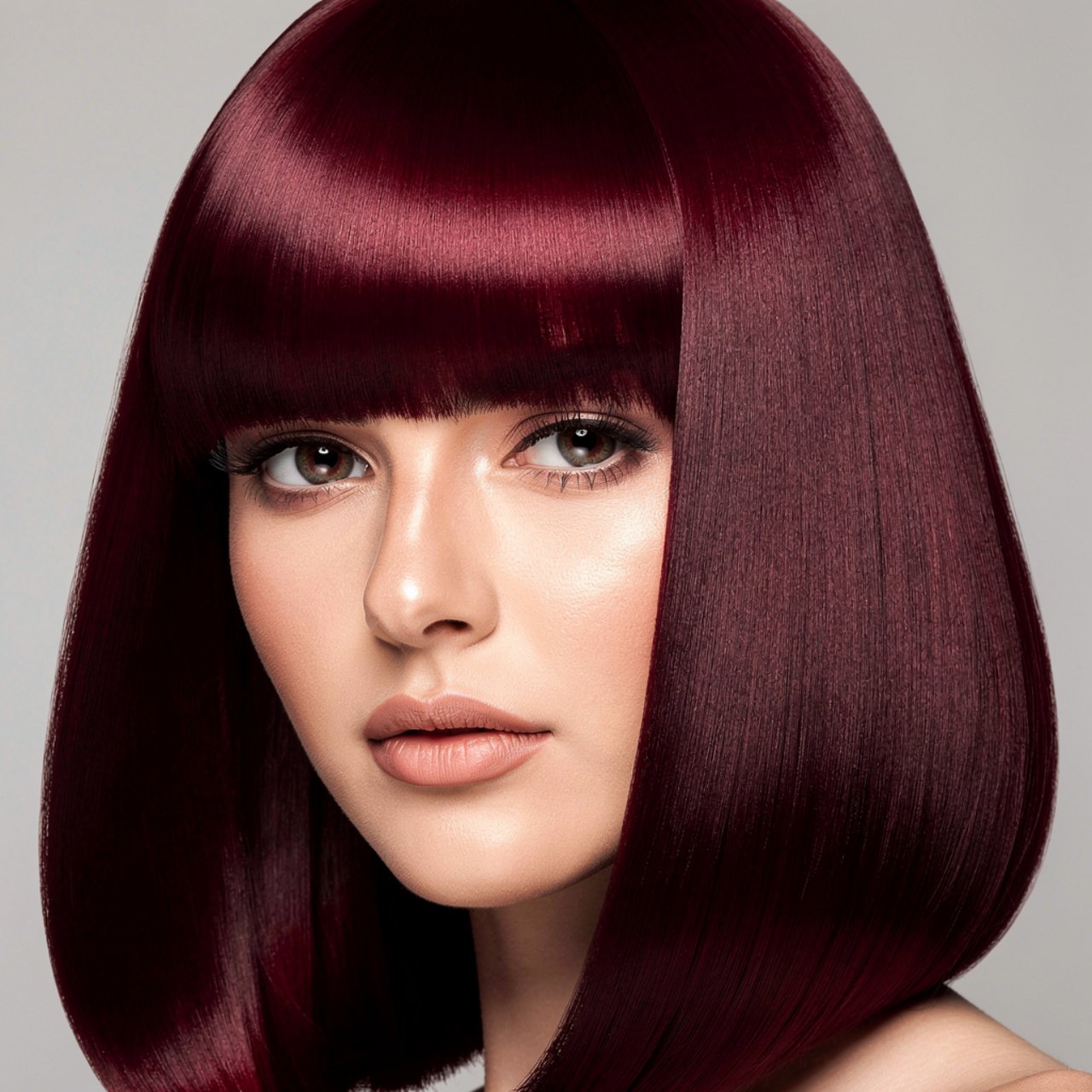 classic black cherry all over hair color on a pers