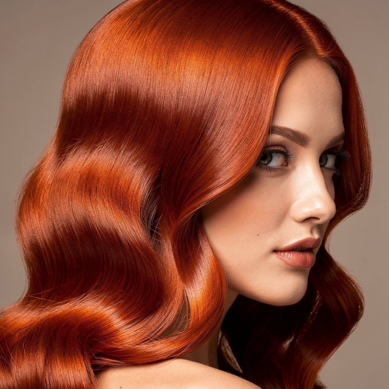 classic copper red hair color single portrait phot