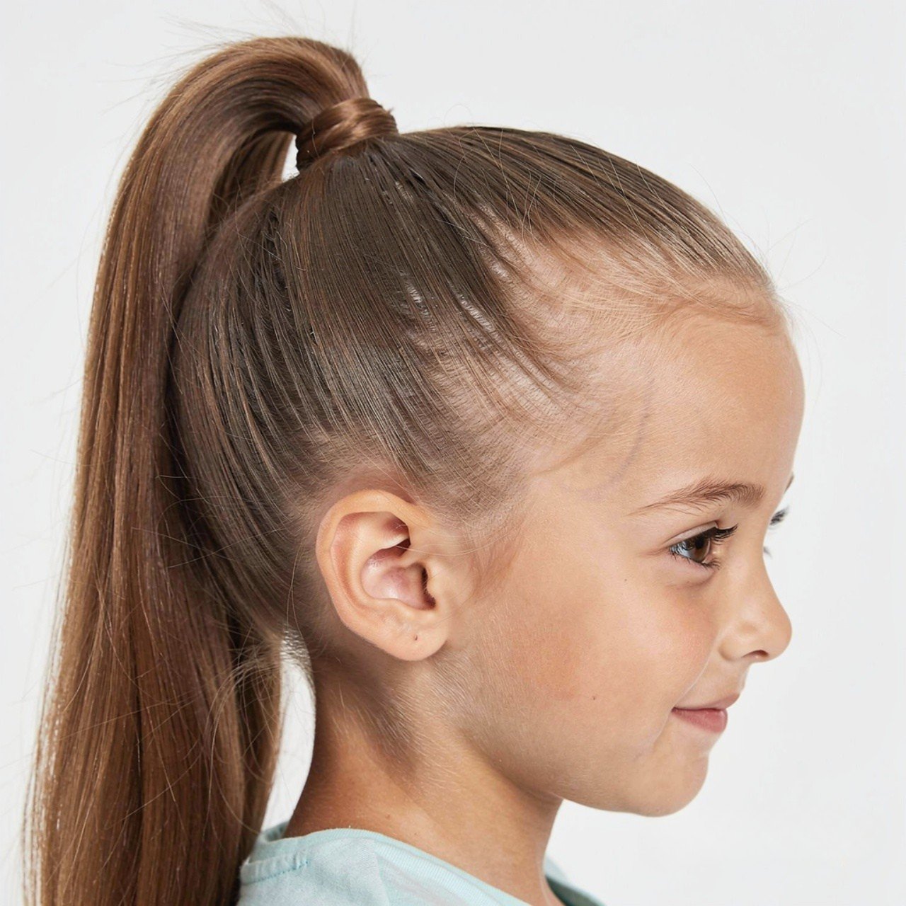 classic high ponytail hairstyle for a child single