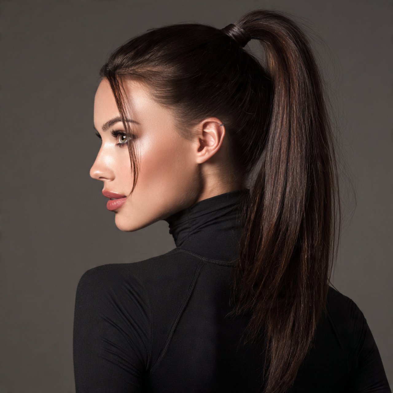classic high ponytail hairstyle single photo elega
