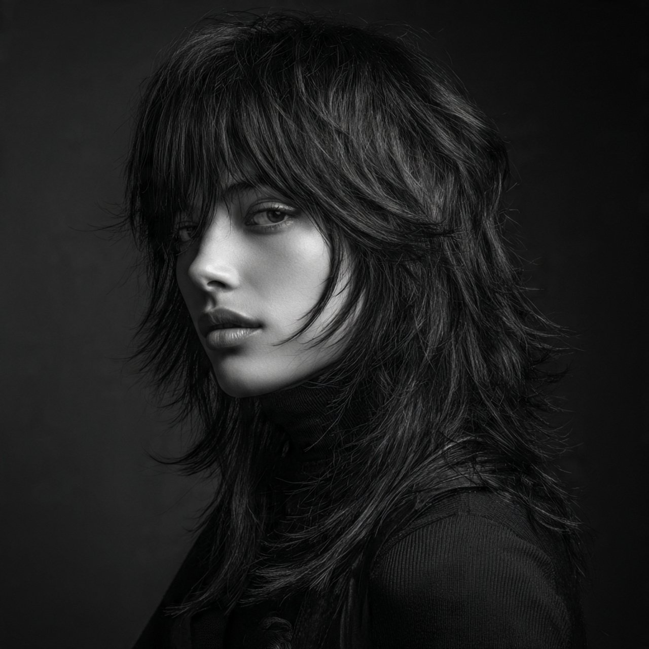 classic long wolf cut hairstyle on a person volumi