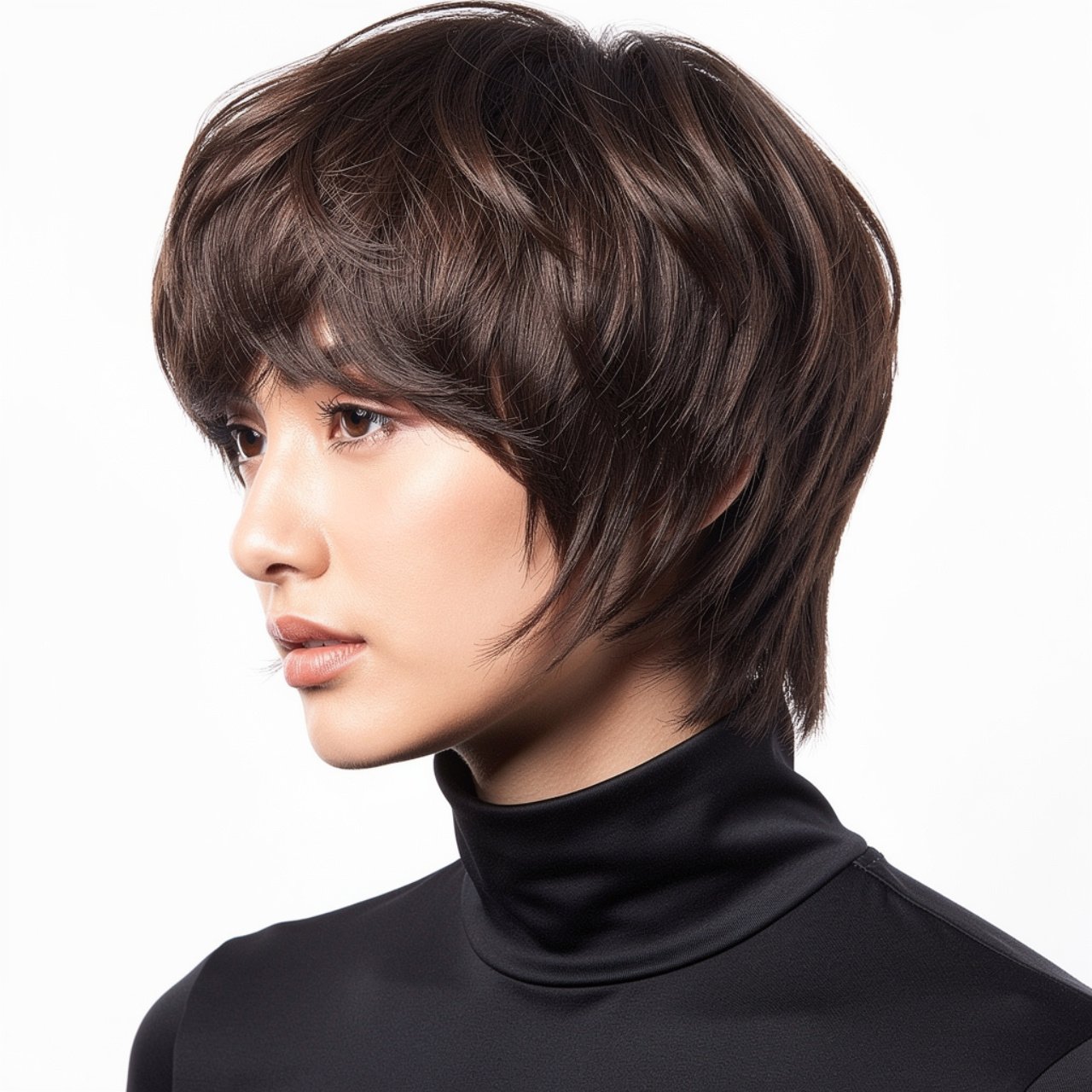 classic medium wolf cut hairstyle single portrait