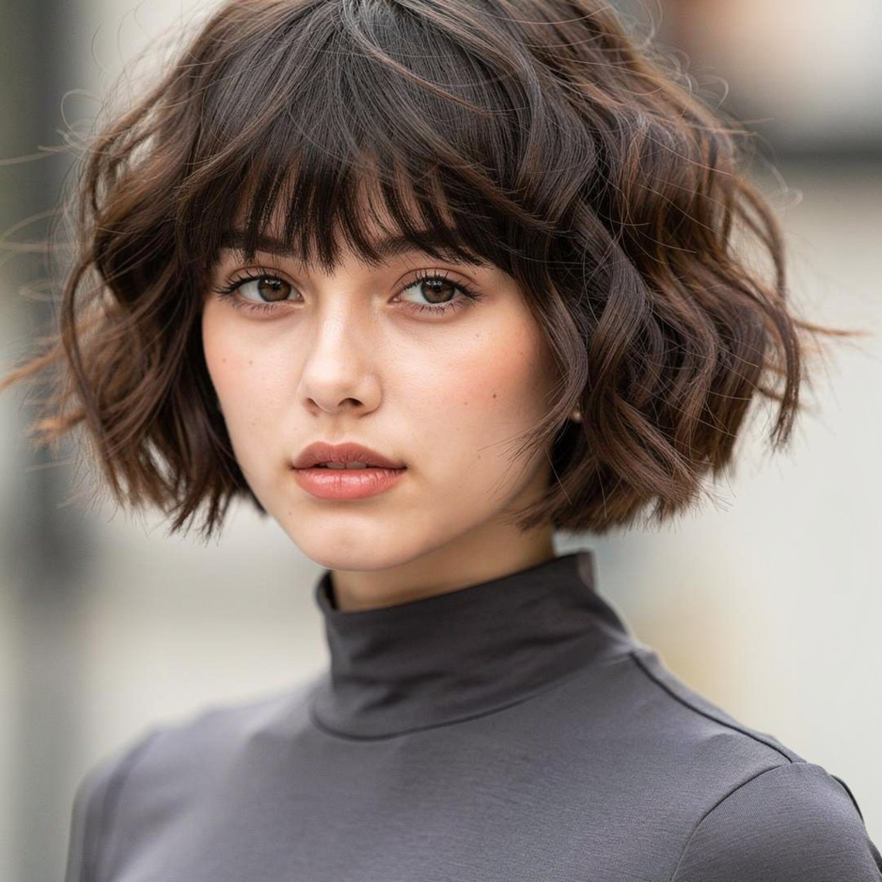 classic wolf cut hairstyle on a female wearing a n 1