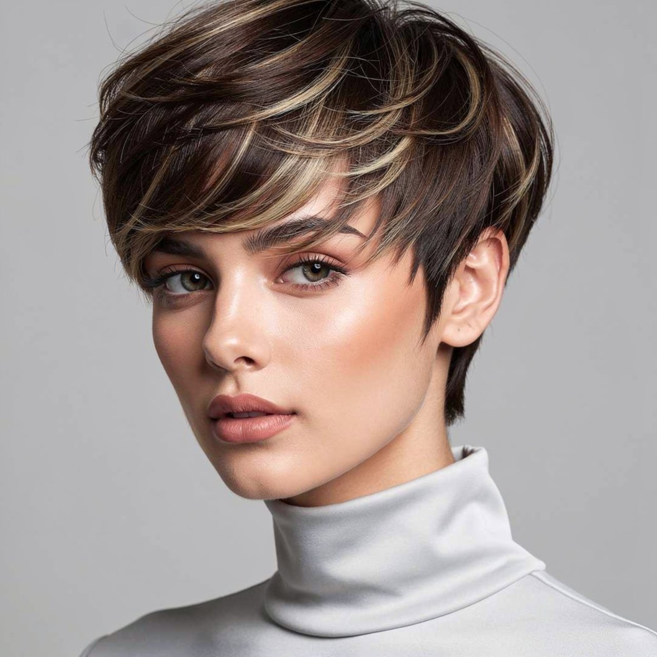 close up square portrait of a stylish girl with a 3