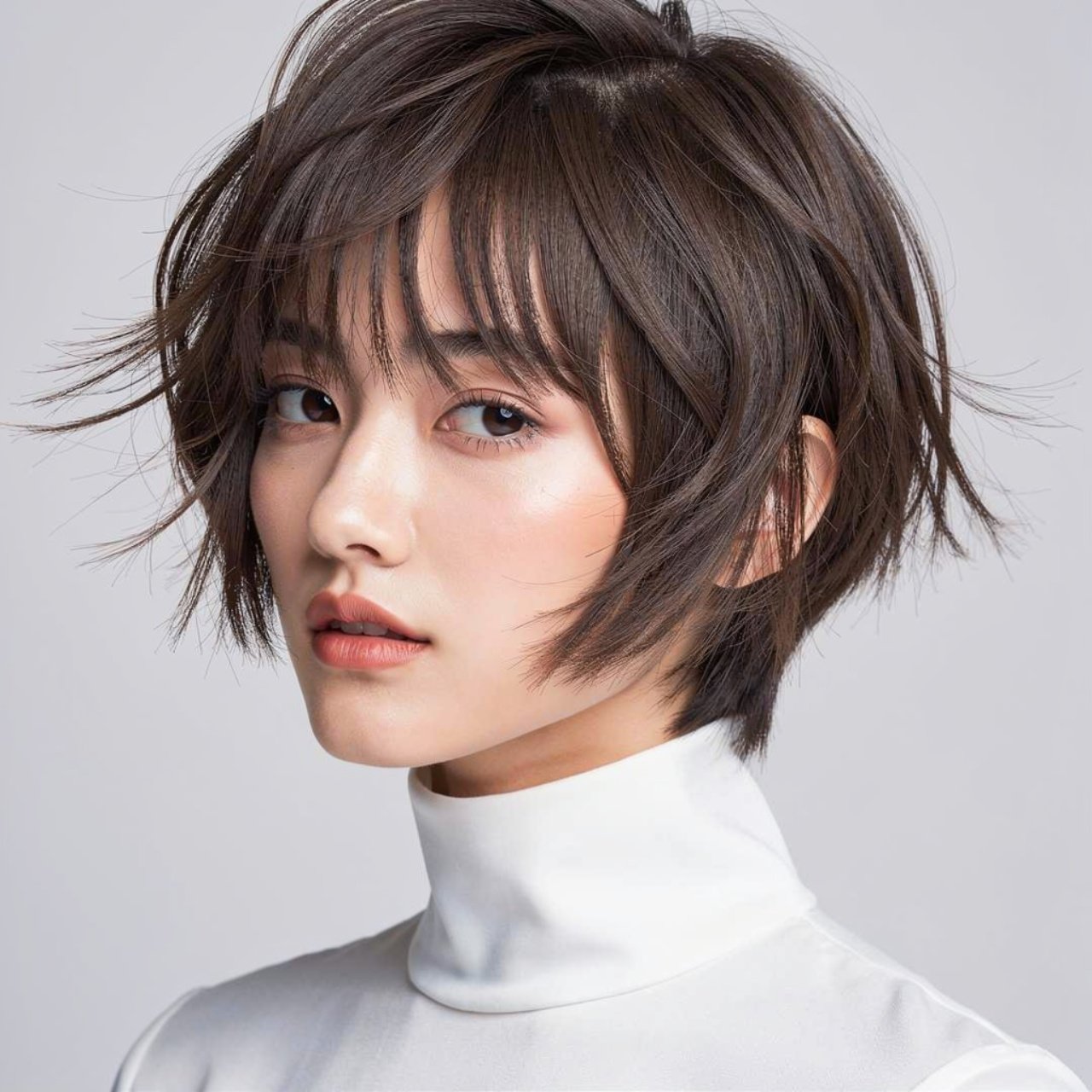 close up square portrait of a stylish girl with a 6