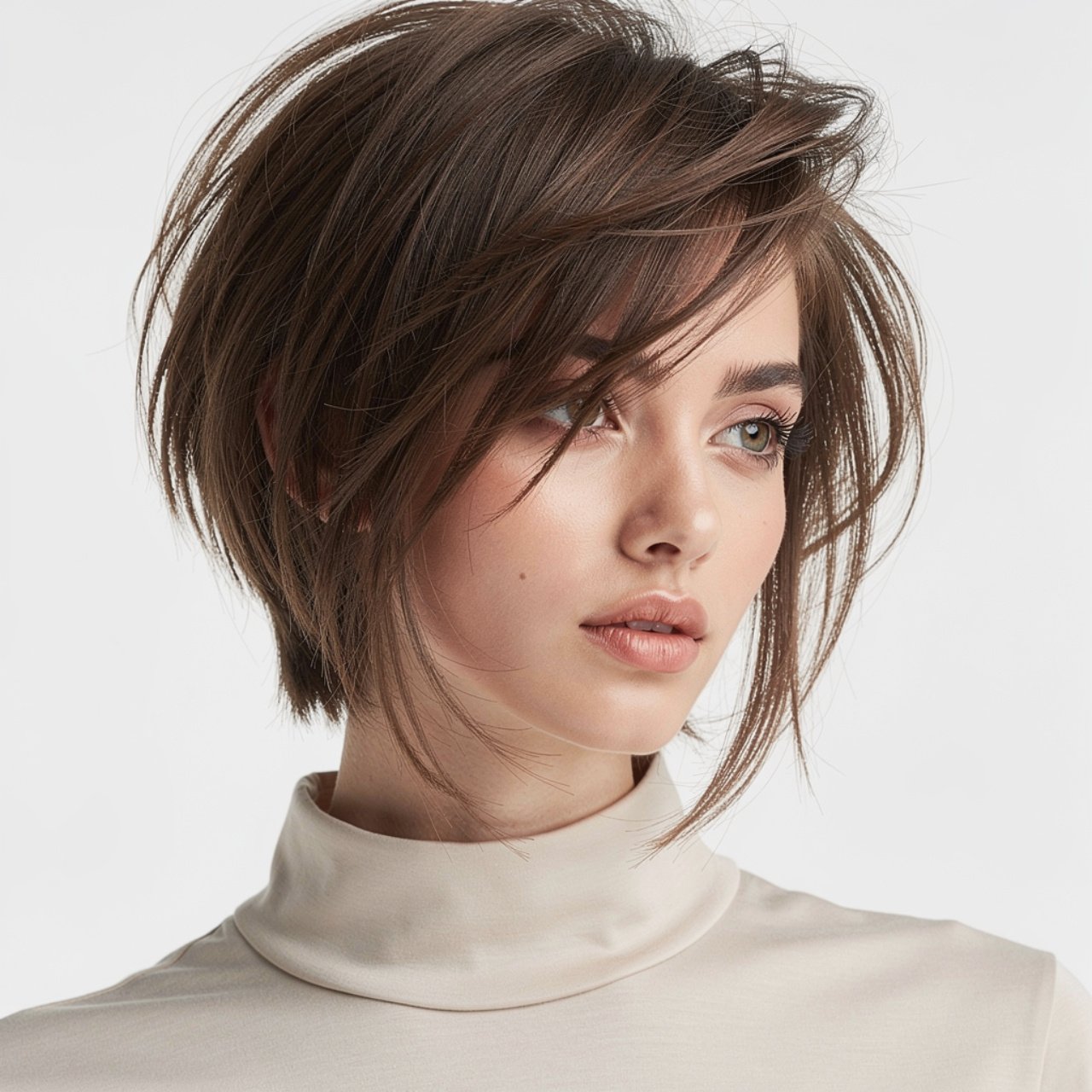 close up square portrait of a stylish young woman
