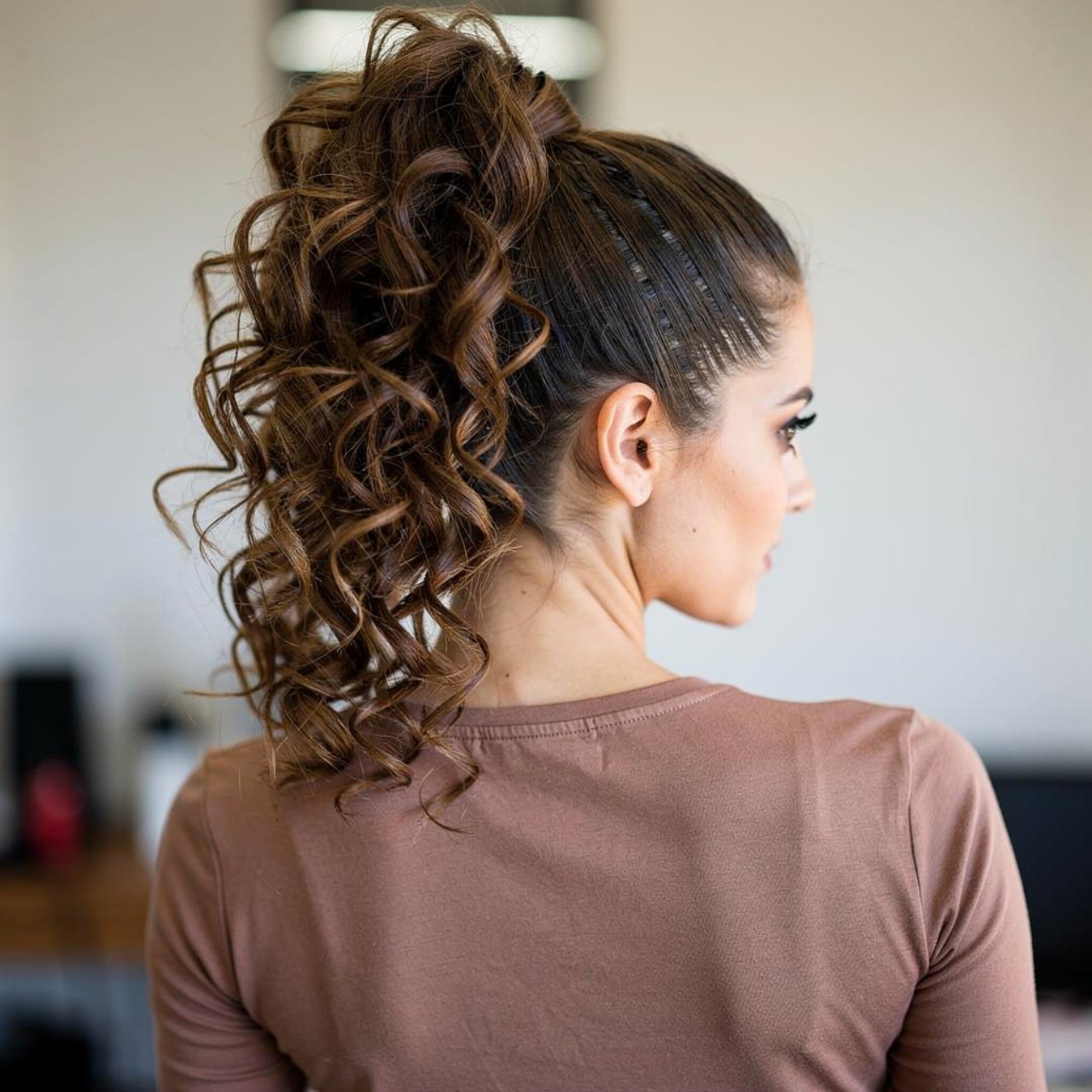curly high ponytail prom hairstyle square portrait