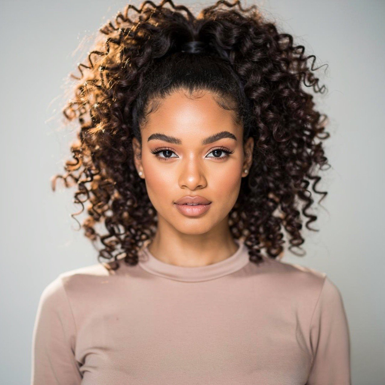 curly high puff ponytail hairstyle square portrait