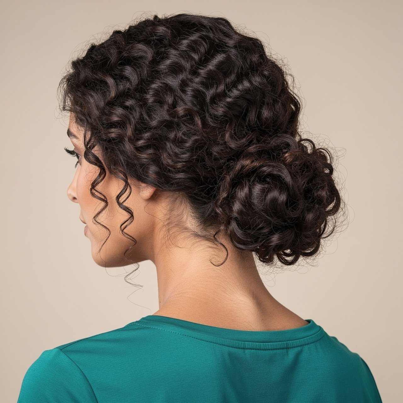 curly low bun curly prom hairstyles square portrai