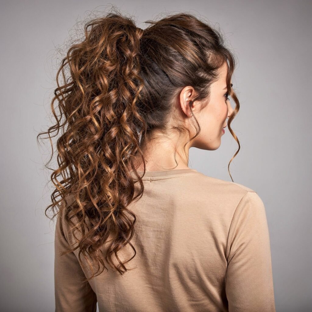 curly messy ponytail hairstyle square portrait sin