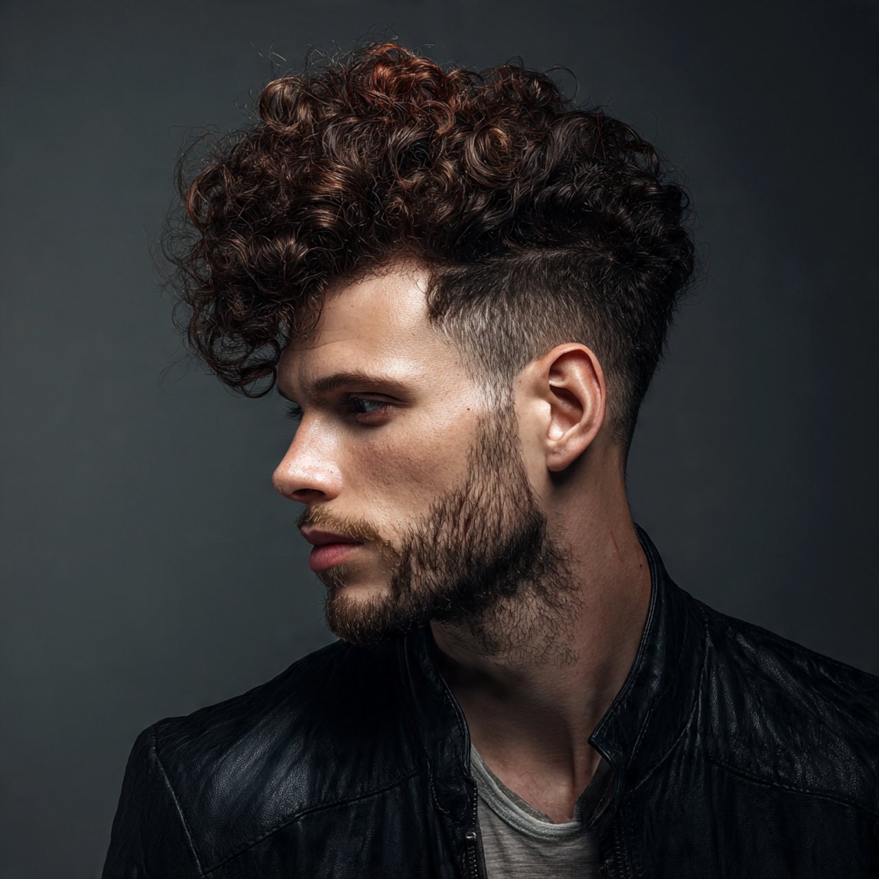 curly pompadour hairstyle for men single portrait