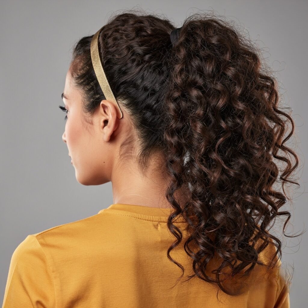 curly ponytail hairstyle with a stylish headband s