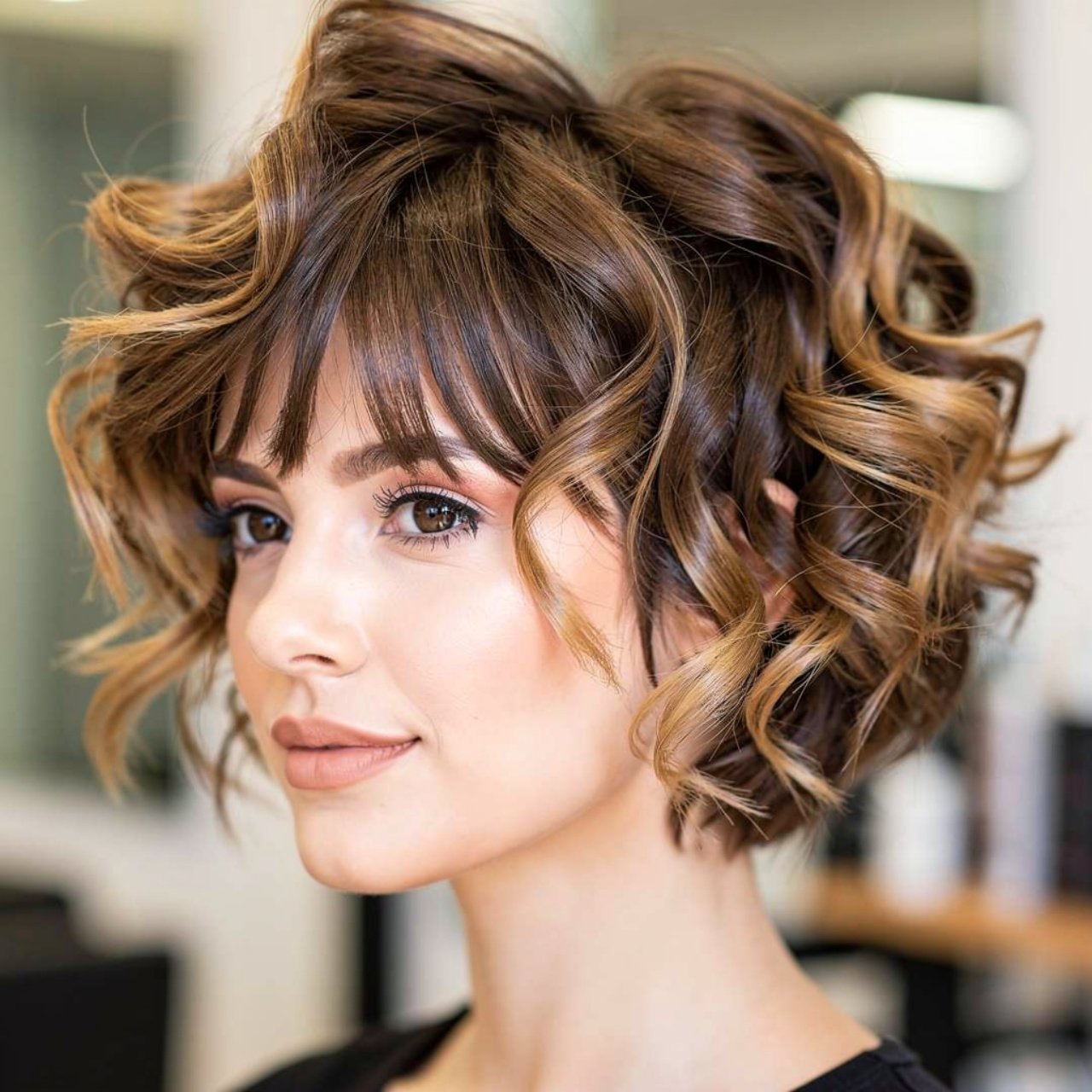 curly shag hairstyle for short hair single person