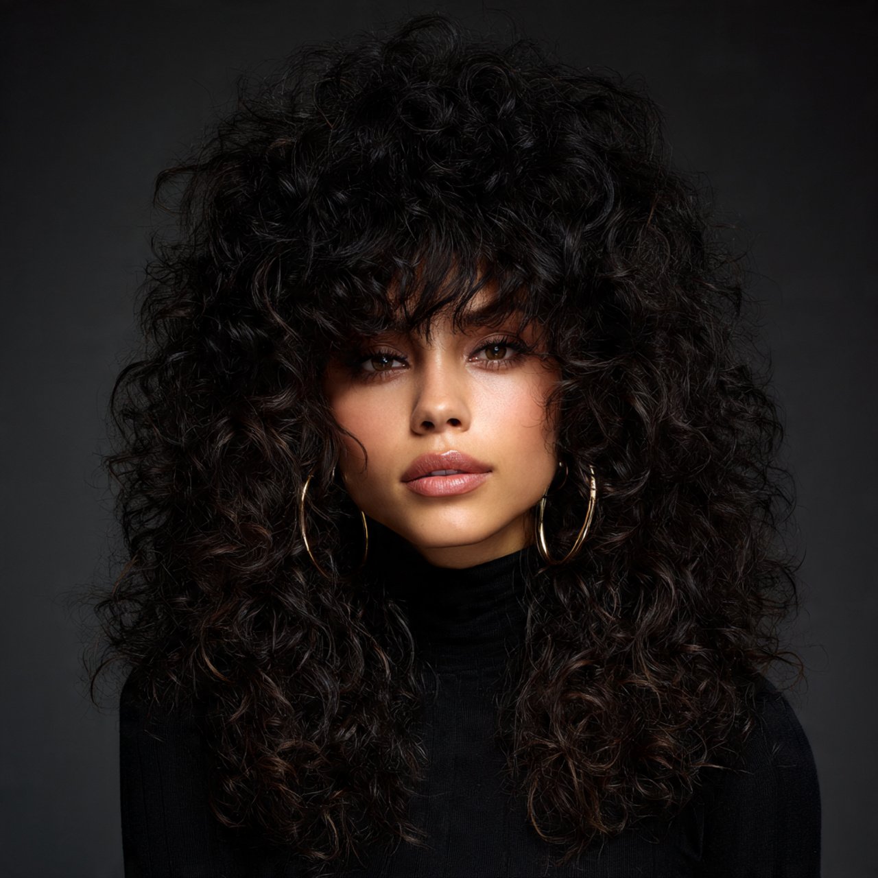 curly wolf cut long hairstyle for a woman volumino
