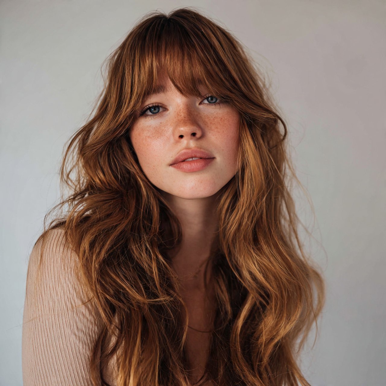 curtain bangs hairstyle with beachy long layers si