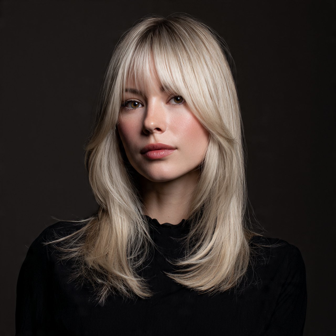 curtain bangs hairstyle with subtle layers single