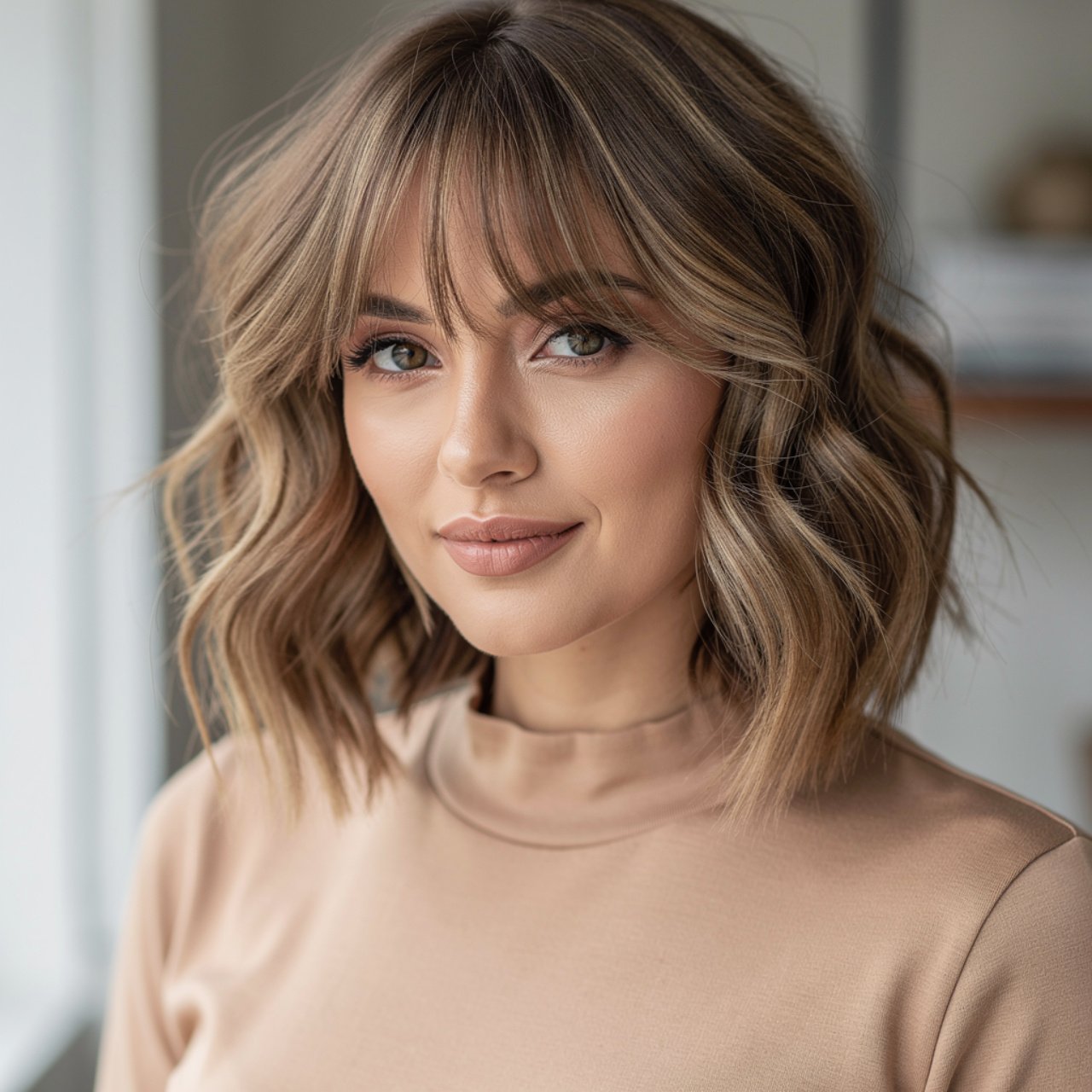 curtain bangs with beachy layers hairstyle single 1 1