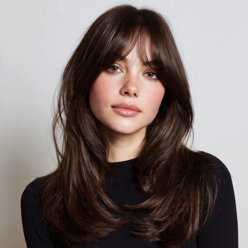 curtain bangs with face framing layers hairstyle s