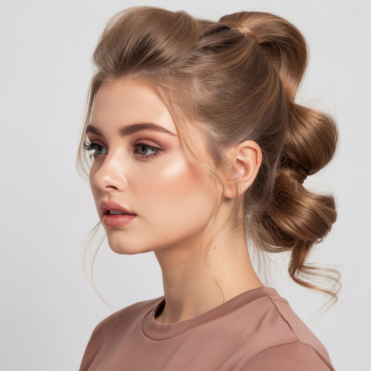 cute prom hairstyle featuring a bubble ponytail sq