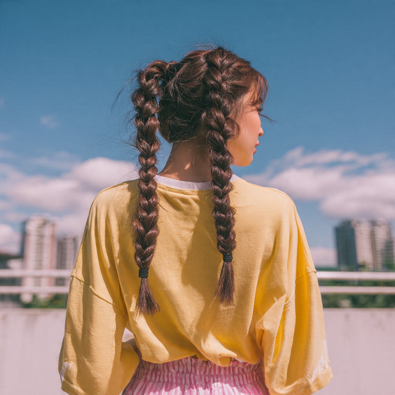 cute summer hairstyle featuring braided pigtails s 1