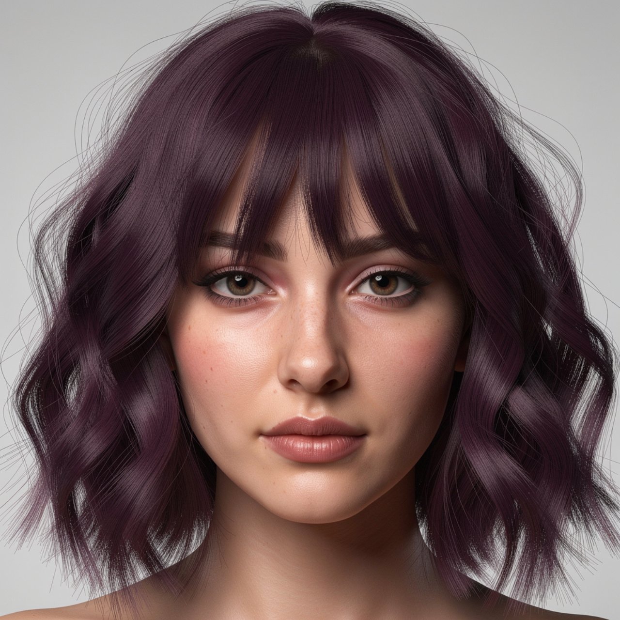 deep plum purple hair color on a person single por