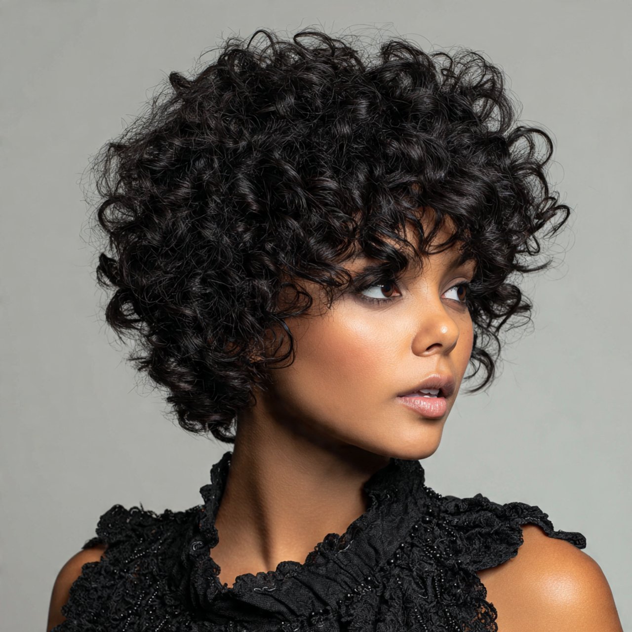 defined short spiral curls hairstyle for short hai