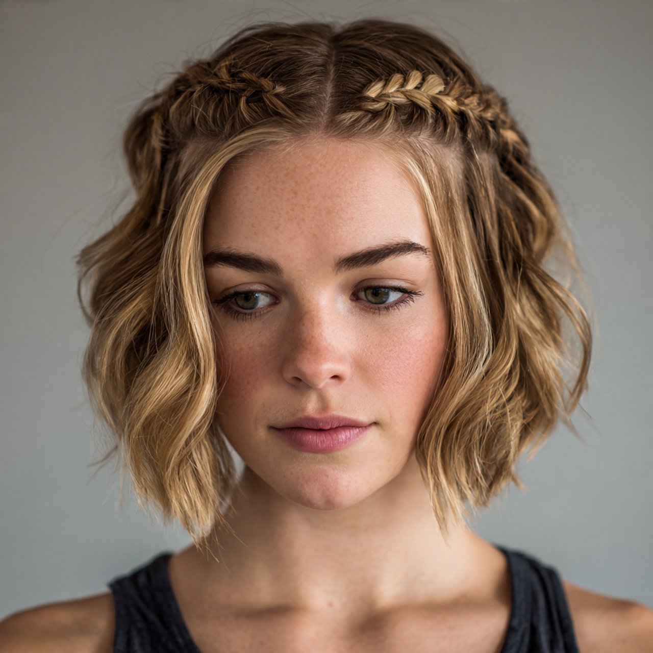 double side braids hairstyle for short hair close