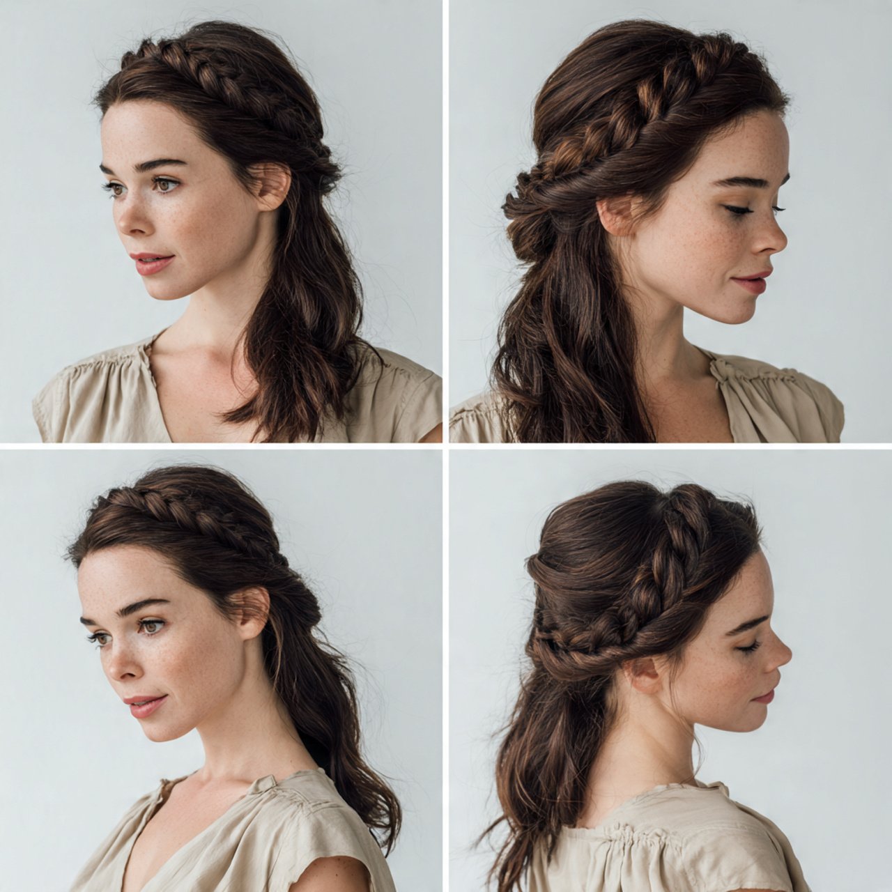 easy braided headband hairstyle on a woman single