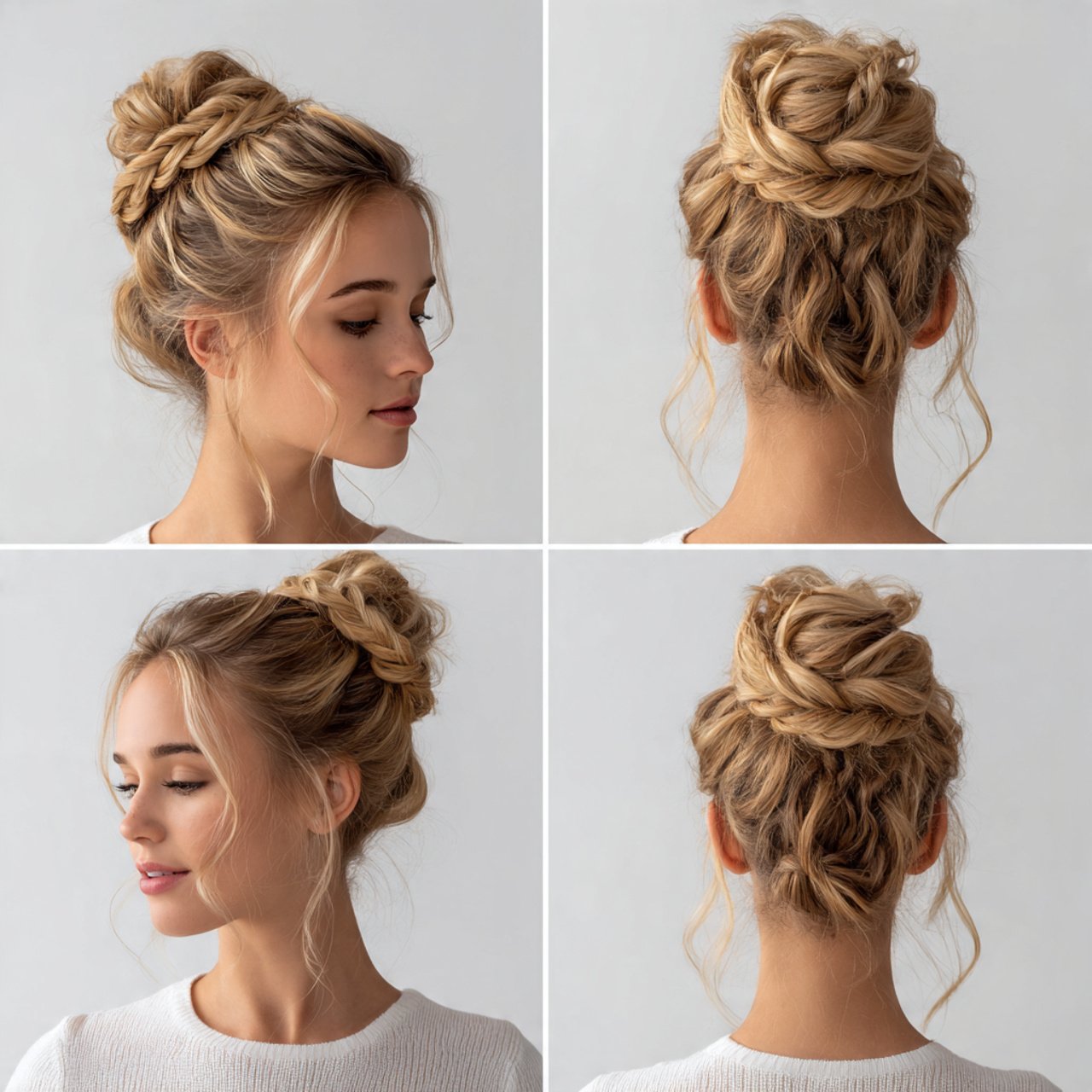 easy braided top knot hairstyle single image clean