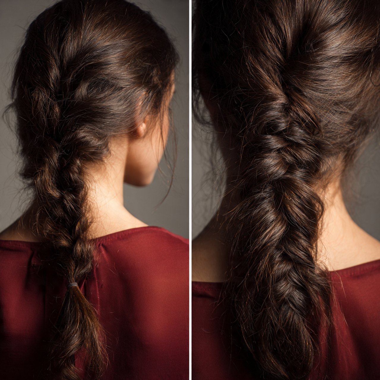 easy fishtail braid hairstyle tutorial single phot