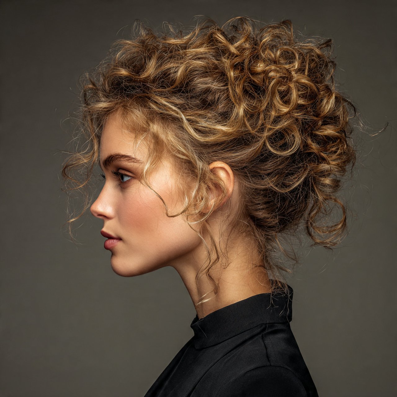 elegant curly updo hairstyle for medium length hai