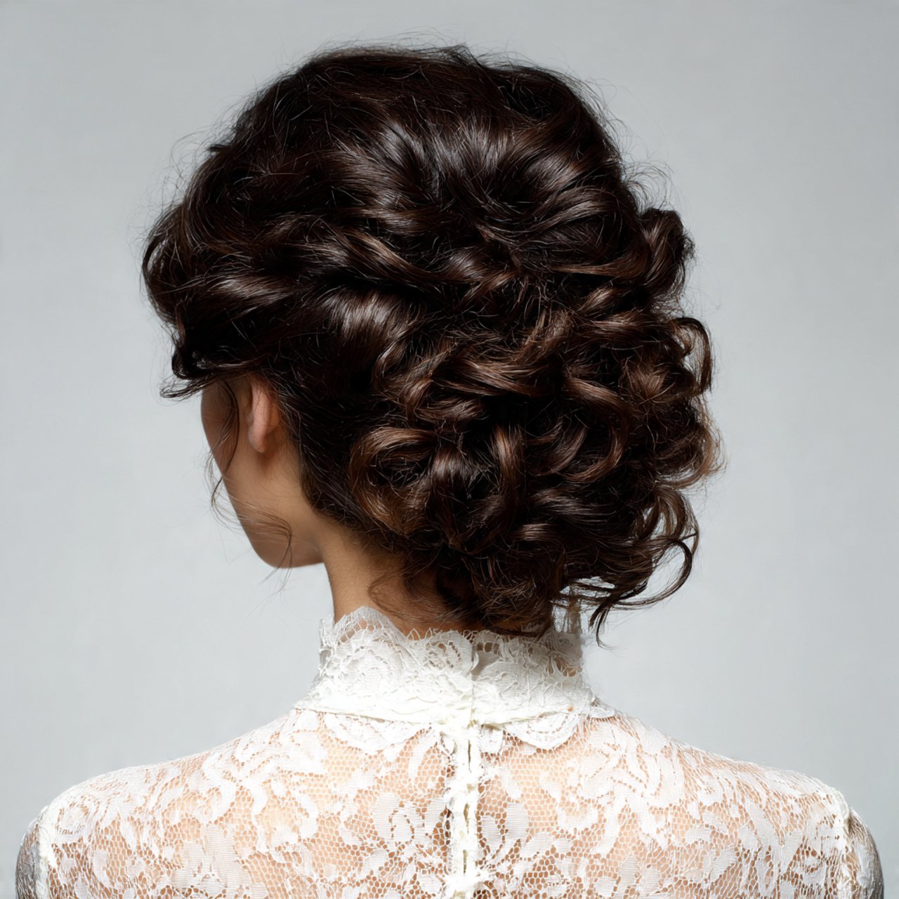 elegant low curly chignon hairstyle detailed curls