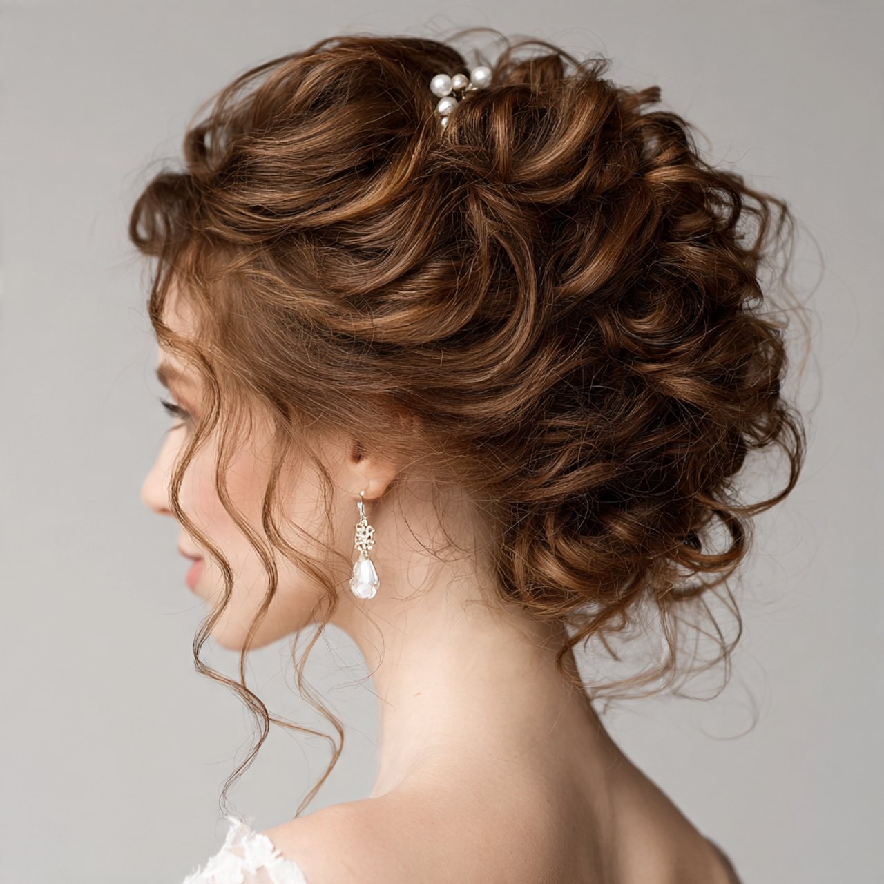 elegant wedding curly bun hairstyle intricate updo