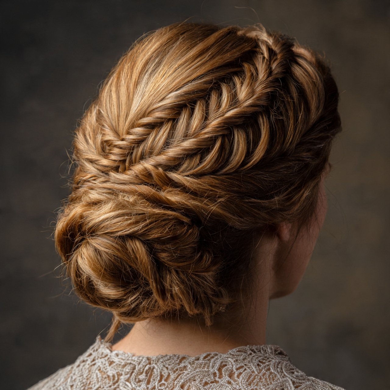 fishtail braided updo hairstyle elegant and intric